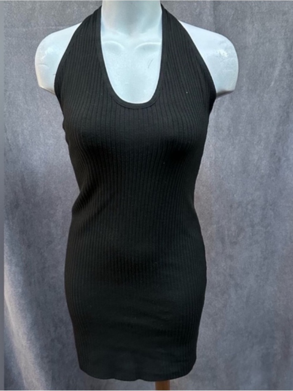 Ribbed tank dress racer back black large women’s USA made